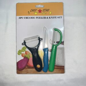 CHEF STAR 3PC CERAMIC PEELER & KNIFE SET